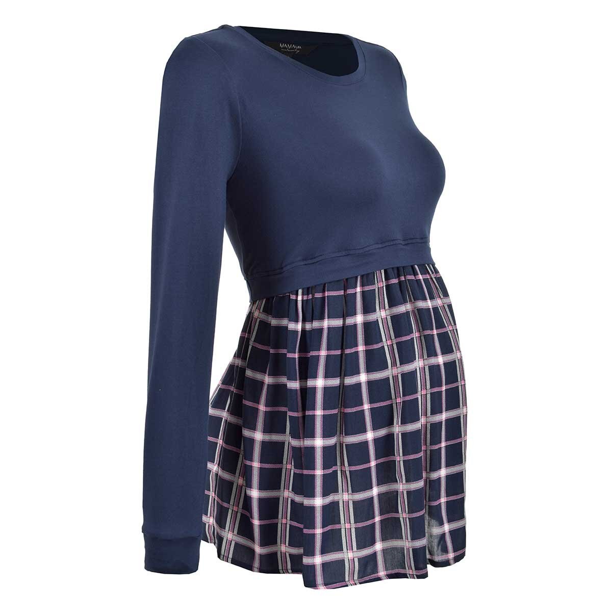 Blusa para Dama Combinación Liso a Cuadros Mama Mia