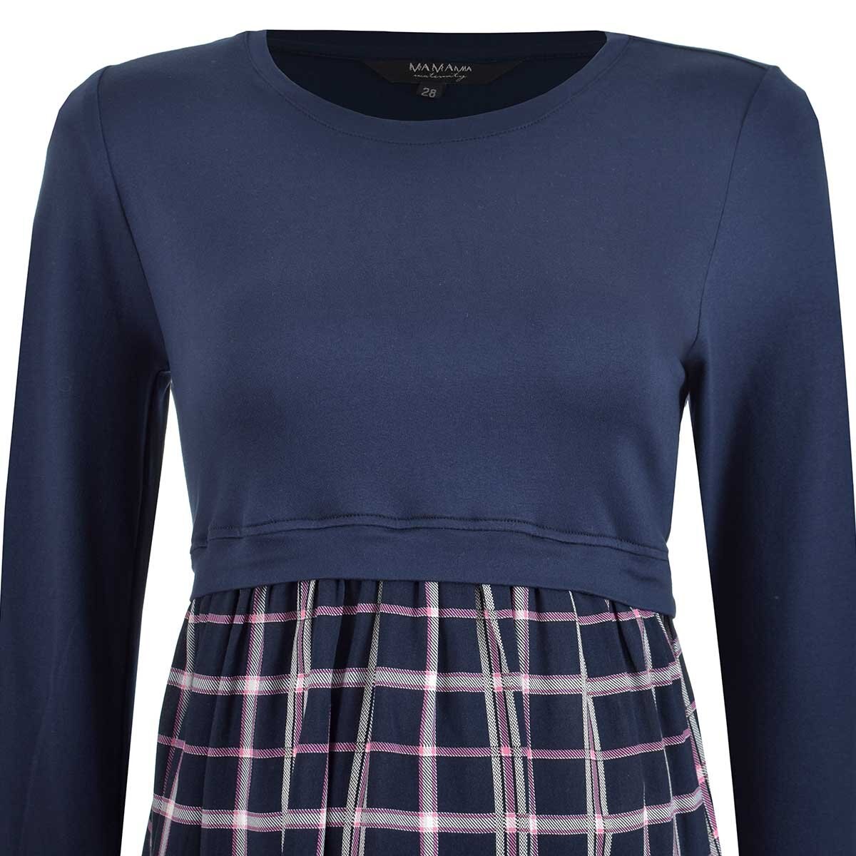 Blusa para Dama Combinación Liso a Cuadros Mama Mia