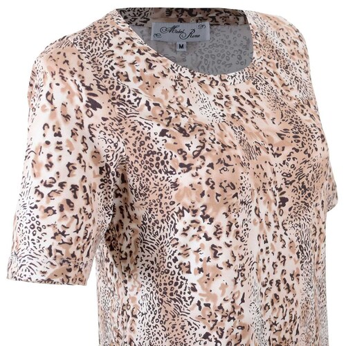 Playera Estampado Animal Print Manga Corta Michel Rene para Dama