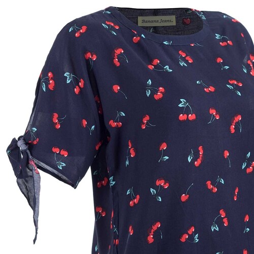 Blusa Estampada para Dama  Manga Corta Hombros Descubiertos Banana Jeans