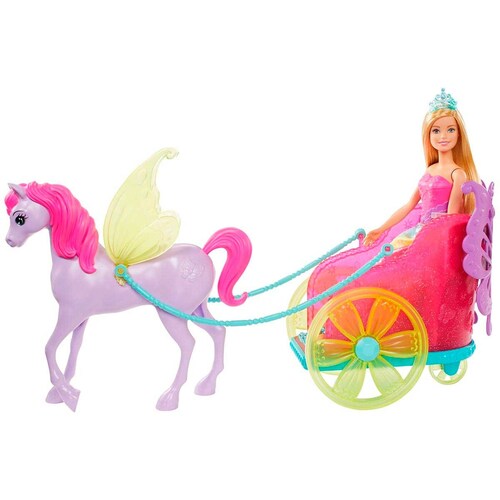 Muñeca Barbie Princesa y Carruaje Dreamtopia