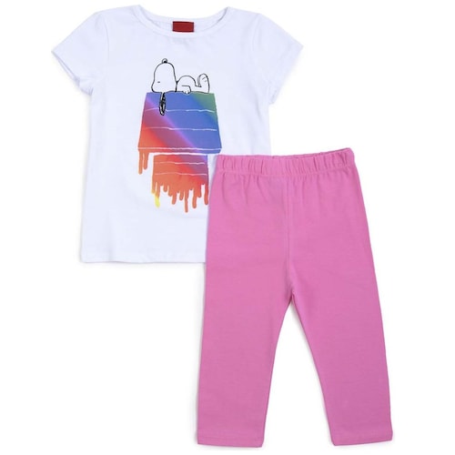 Conjunto Leggin Rosa con Blusa Blanca para Niña Snoopy