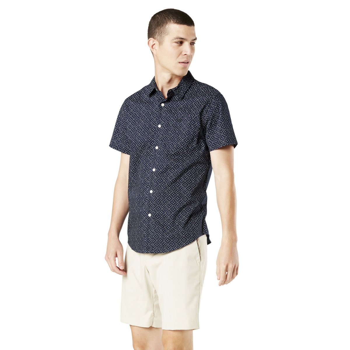 Camisa Azul Manga Corta con Patrones de Rombos Dockers® para Caballero
