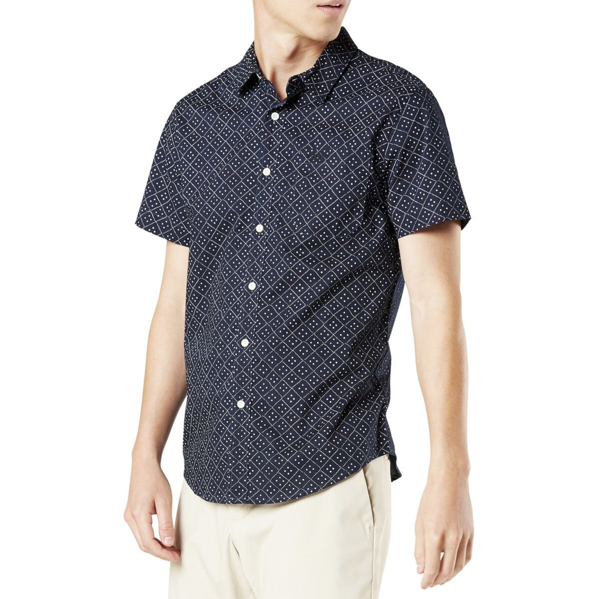 Camisa Azul Manga Corta con Patrones de Rombos Dockers® para Caballero