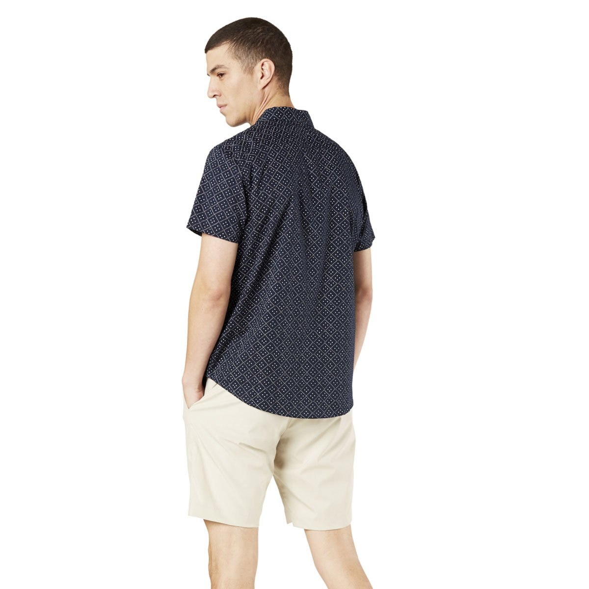 Camisa Azul Manga Corta con Patrones de Rombos Dockers® para Caballero