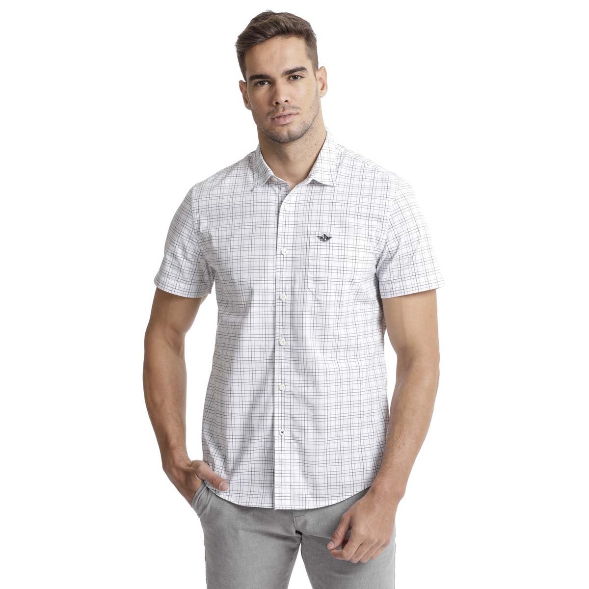 camisa de cuadros blanca