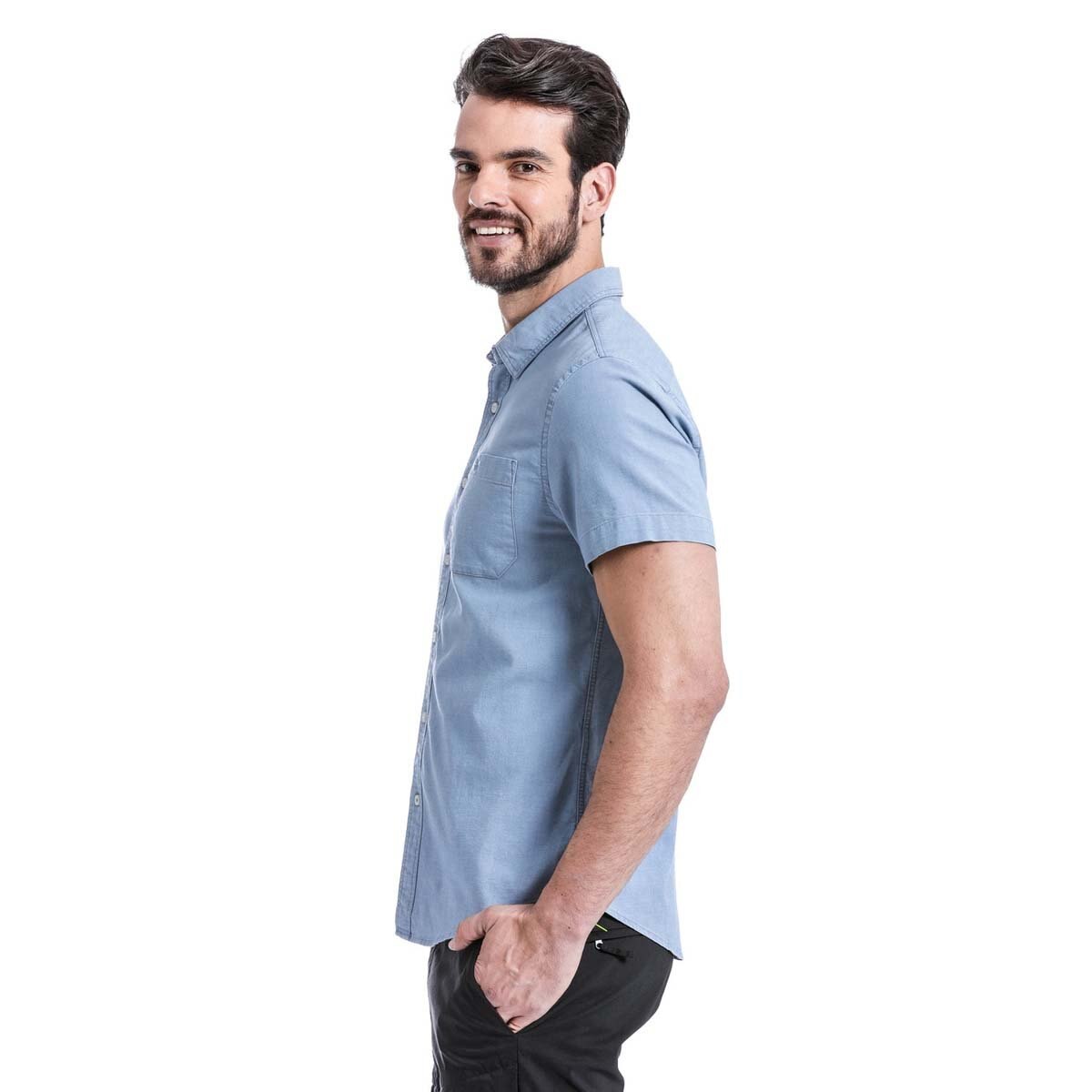 Camisa Azul Lisa de Manga Corta Dockers® para Caballero