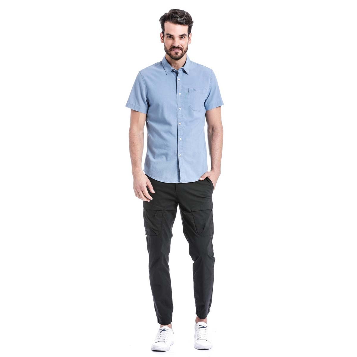 Camisa Azul Lisa de Manga Corta Dockers® para Caballero