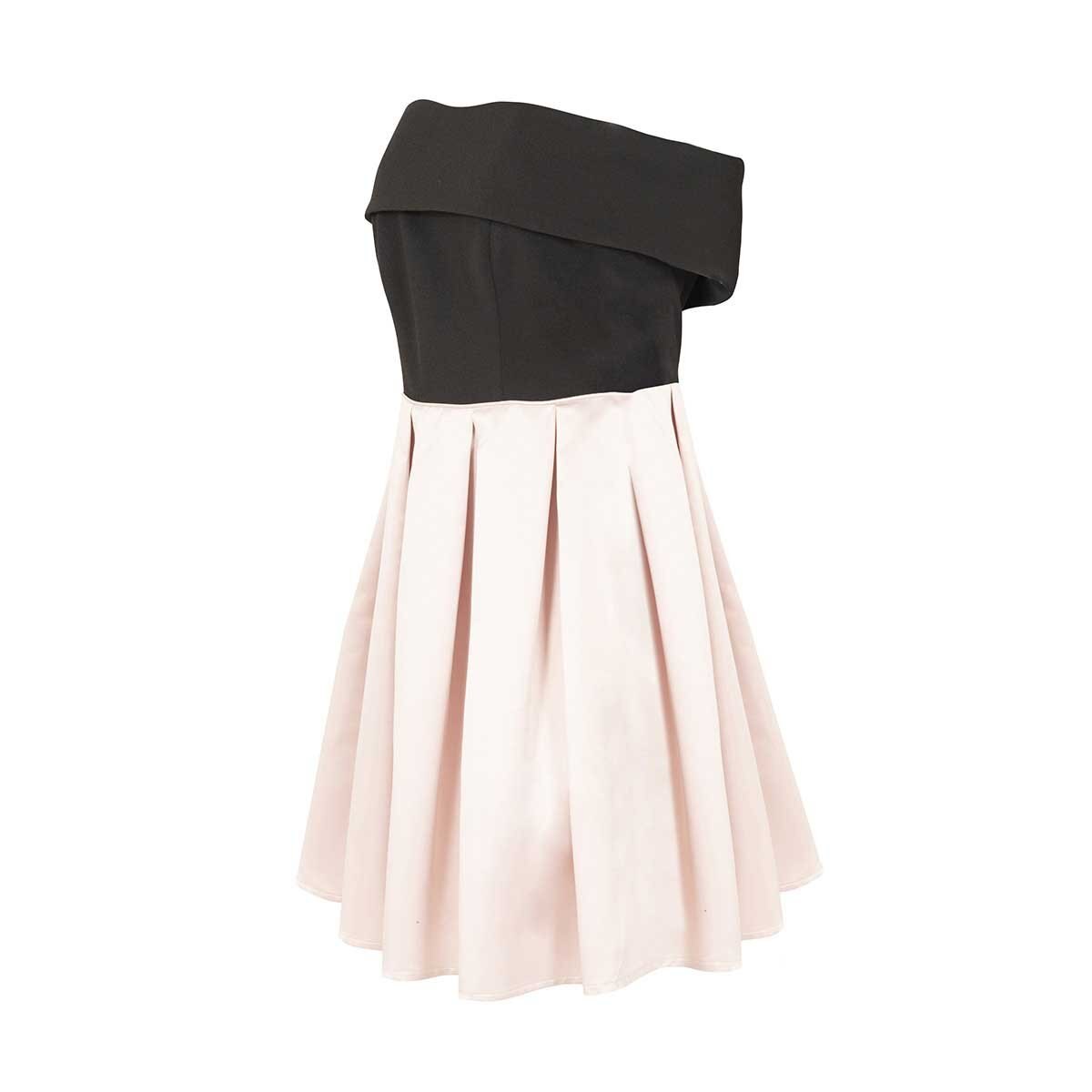 Vestido Combinado Sin Hombros Noshe