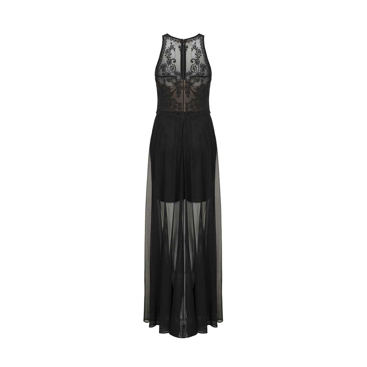 Vestido Largo con Transparencias Y Adornos Noshe