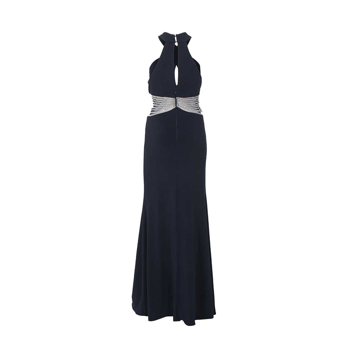 Vestido Largo Cuello Halter Y Brillos Noshe