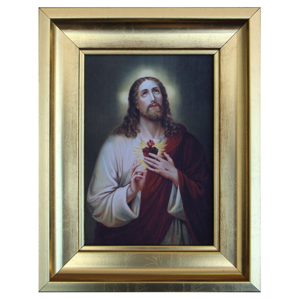 Cuadro Sagrado Corazón 27.7 X 21.7 Cm con Marco Dorado de 4.5 Cm Power & Co.