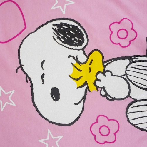 Pijama para Niña Rosa Manga Corta con Pantalón Snoopy