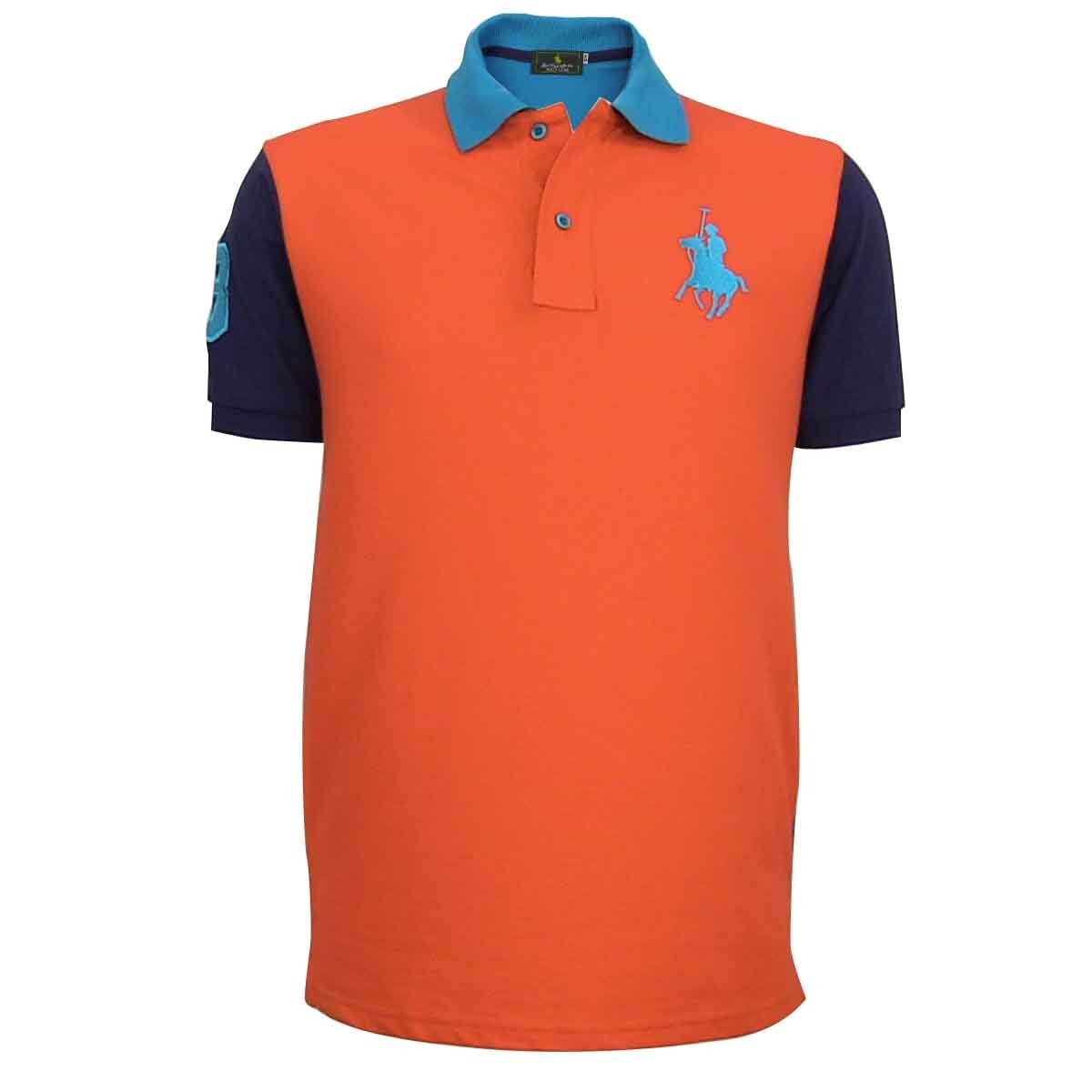 Polo Naranja Manga Corta Azul Polo Club para Caballero