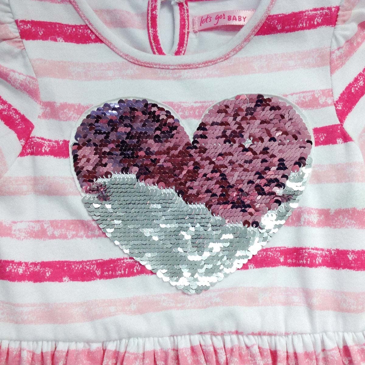 Vestido Manga Corta con Aplicaciónes de Corazón Baby Let\'s Go para Bebé