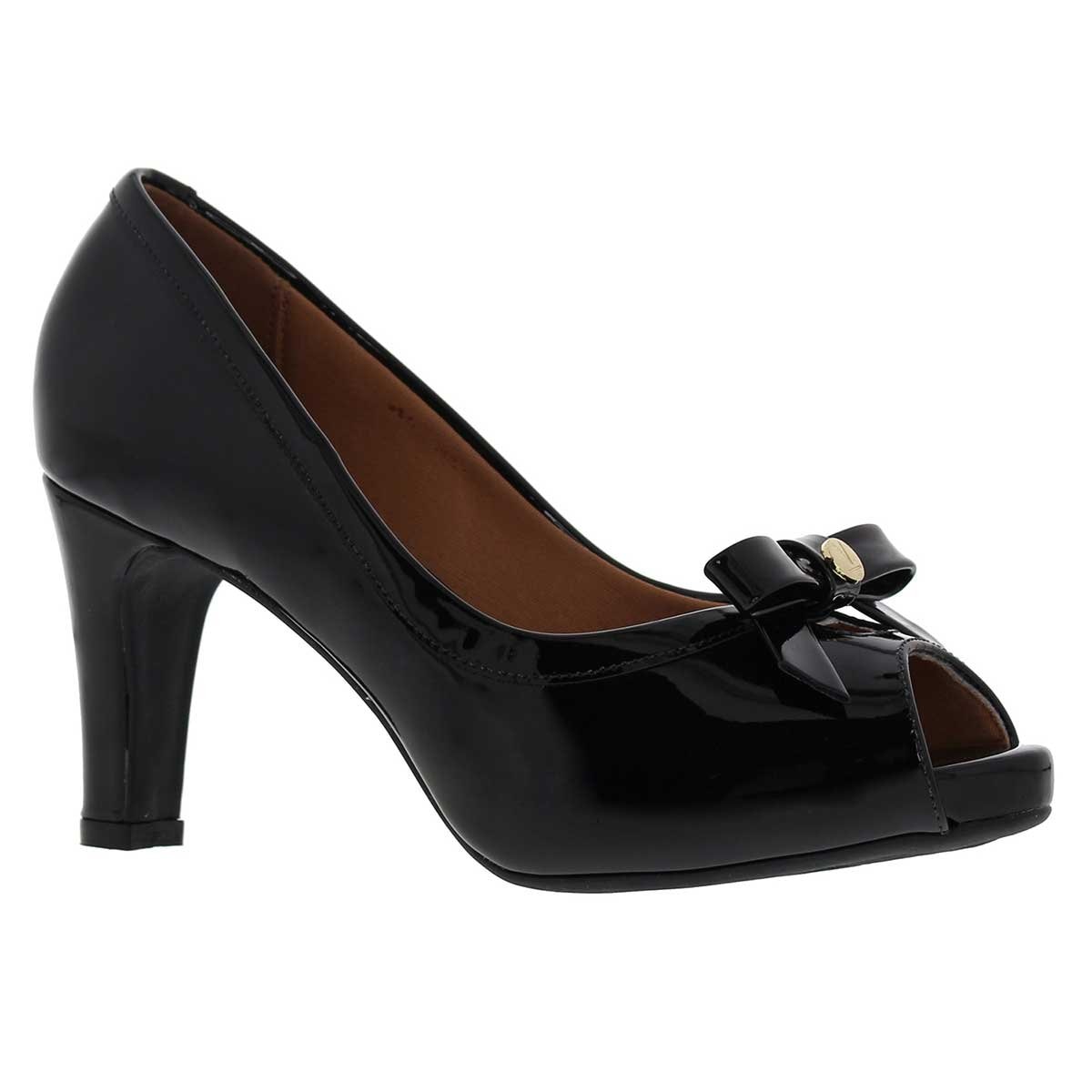 Zapatilla Negra Boca de Pescado con Moño Vizzano