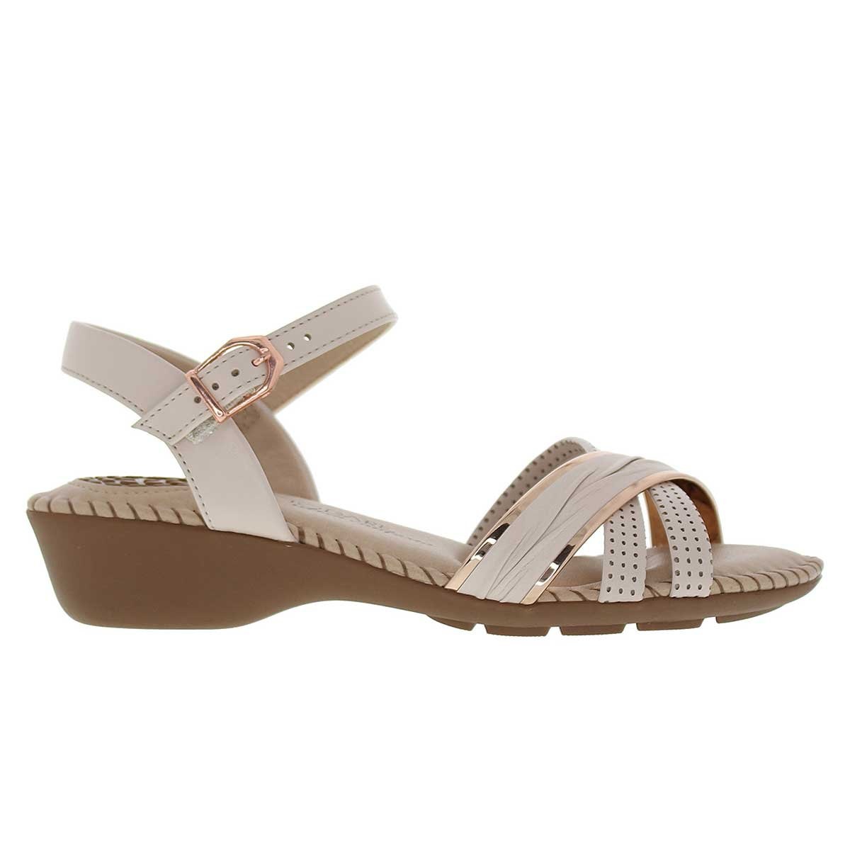 Sandalia Beige de Tiras con Cuña Modare