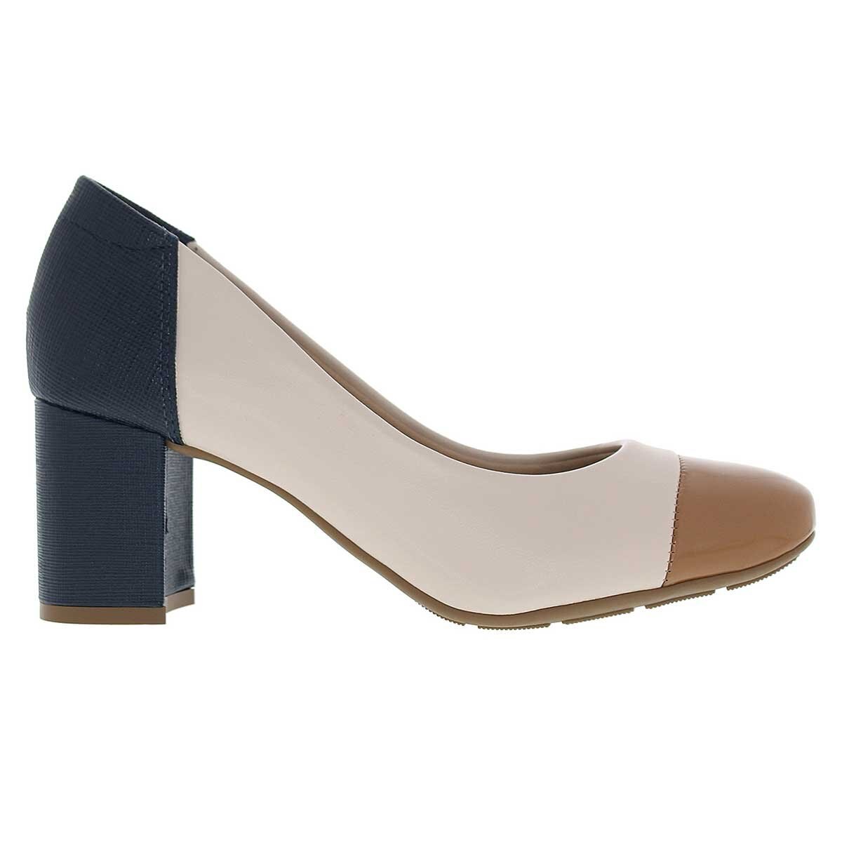 Zapatilla Beige Combinado Lisa de Tacón Cuadrado Modare