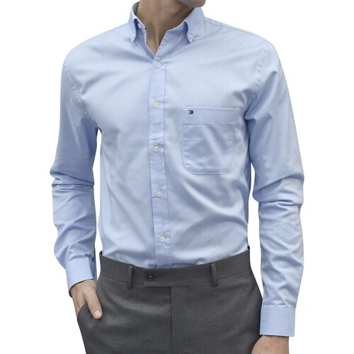 Camisa de Vestir Azul Corte Slim Tommy Hilfiger para Caballero