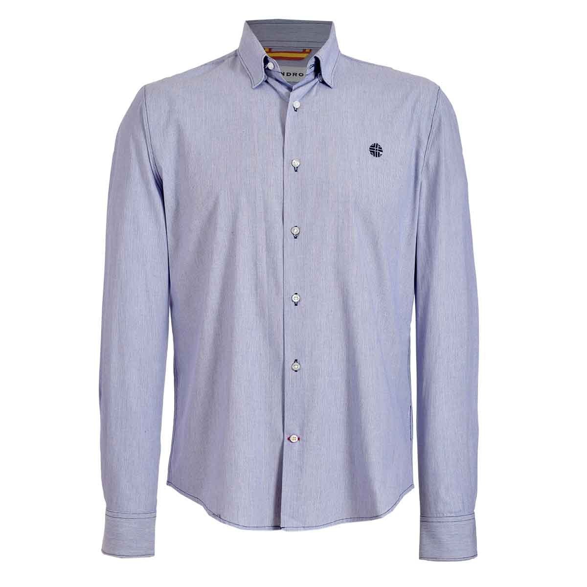 Camisa Manga Corta Azul Rayas Rojas Scandro para Caballero
