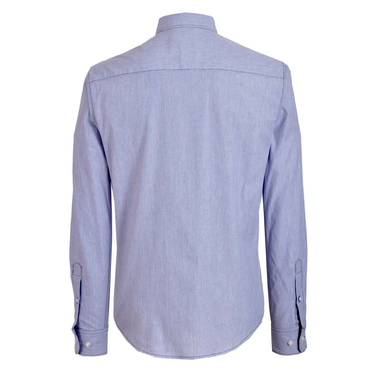Camisa Manga Corta Azul Rayas Rojas Scandro para Caballero