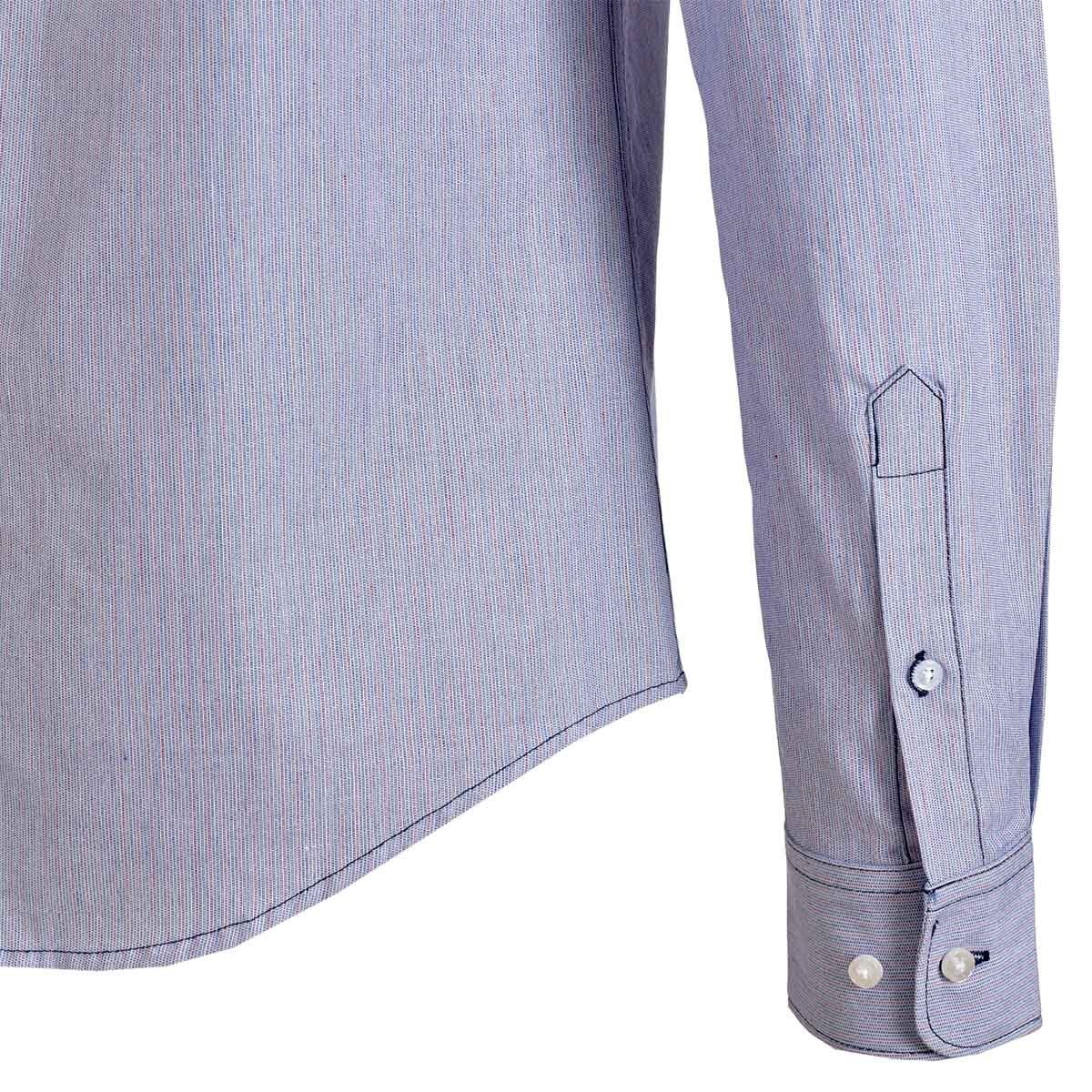 Camisa Manga Corta Azul Rayas Rojas Scandro para Caballero