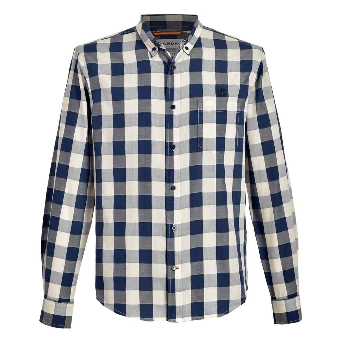Camisa Manga Corta de Cuadros Blanco Scandro para Caballero