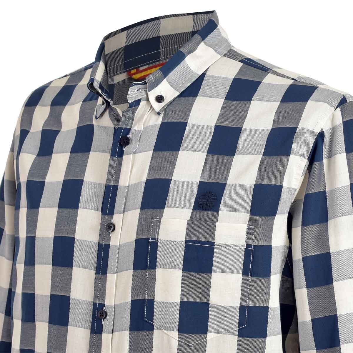 Camisa Manga Corta de Cuadros Blanco Scandro para Caballero