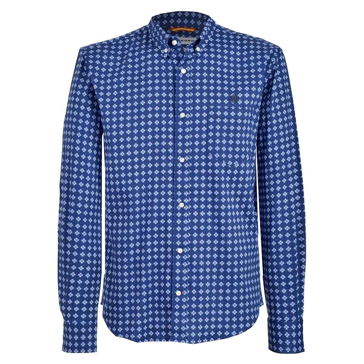 Camisa Manga Corta de Cuadros Azul Scandro para Caballero