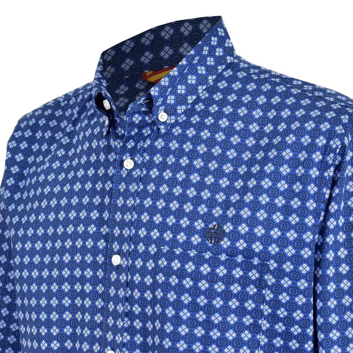 Camisa Manga Corta de Cuadros Azul Scandro para Caballero