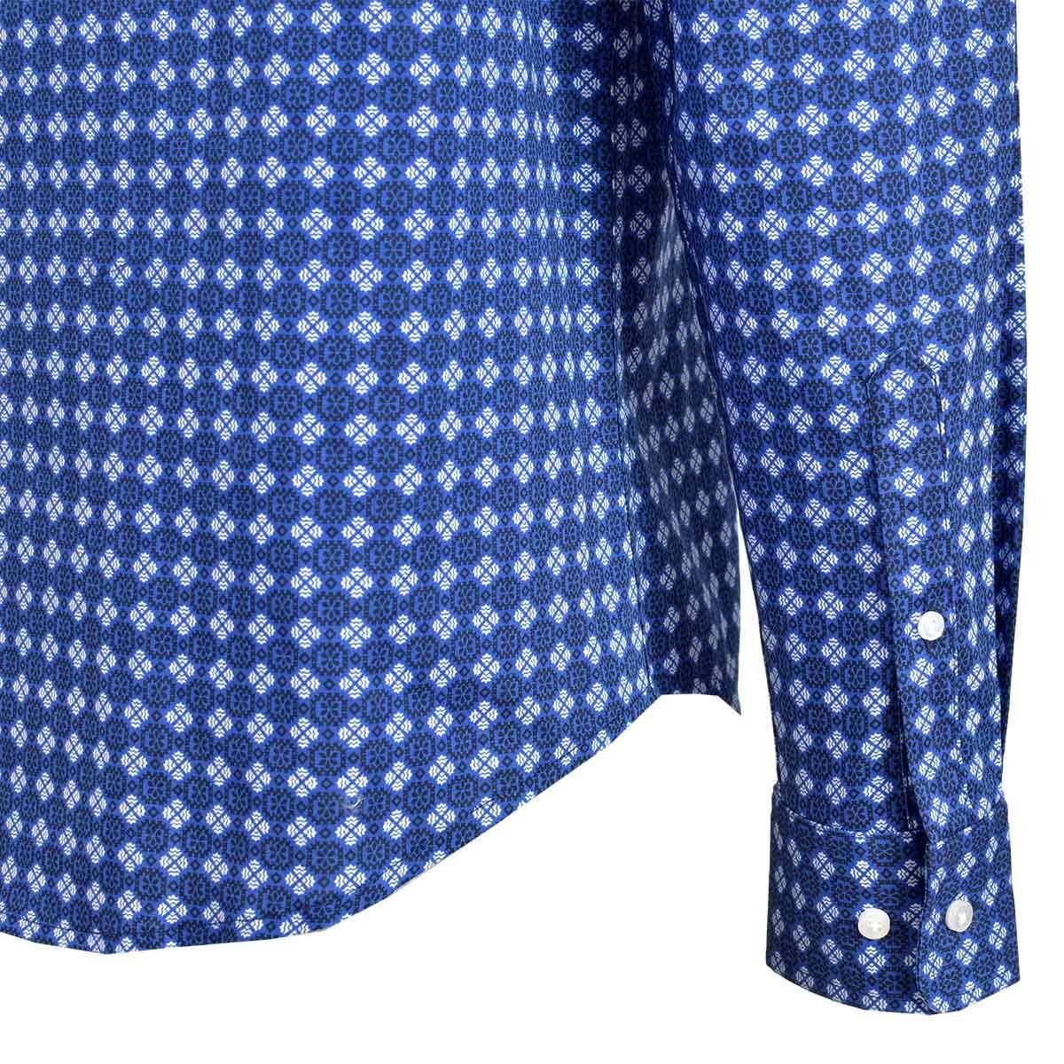 Camisa Manga Corta de Cuadros Azul Scandro para Caballero