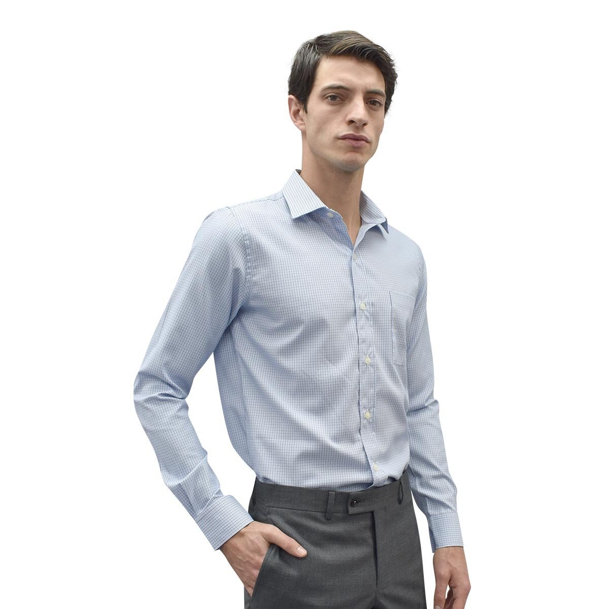 Camisa de Vestir Azul Combinado Corte Slim Cavalier. para Caballero