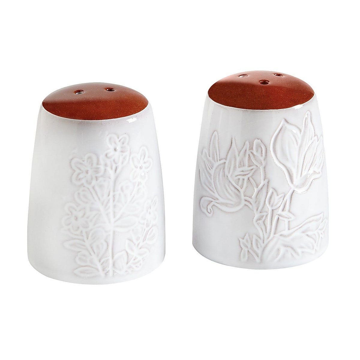 Salero Y Pimentero Terracotta Glaze Flower Pier 1 Imports - 2 Pz