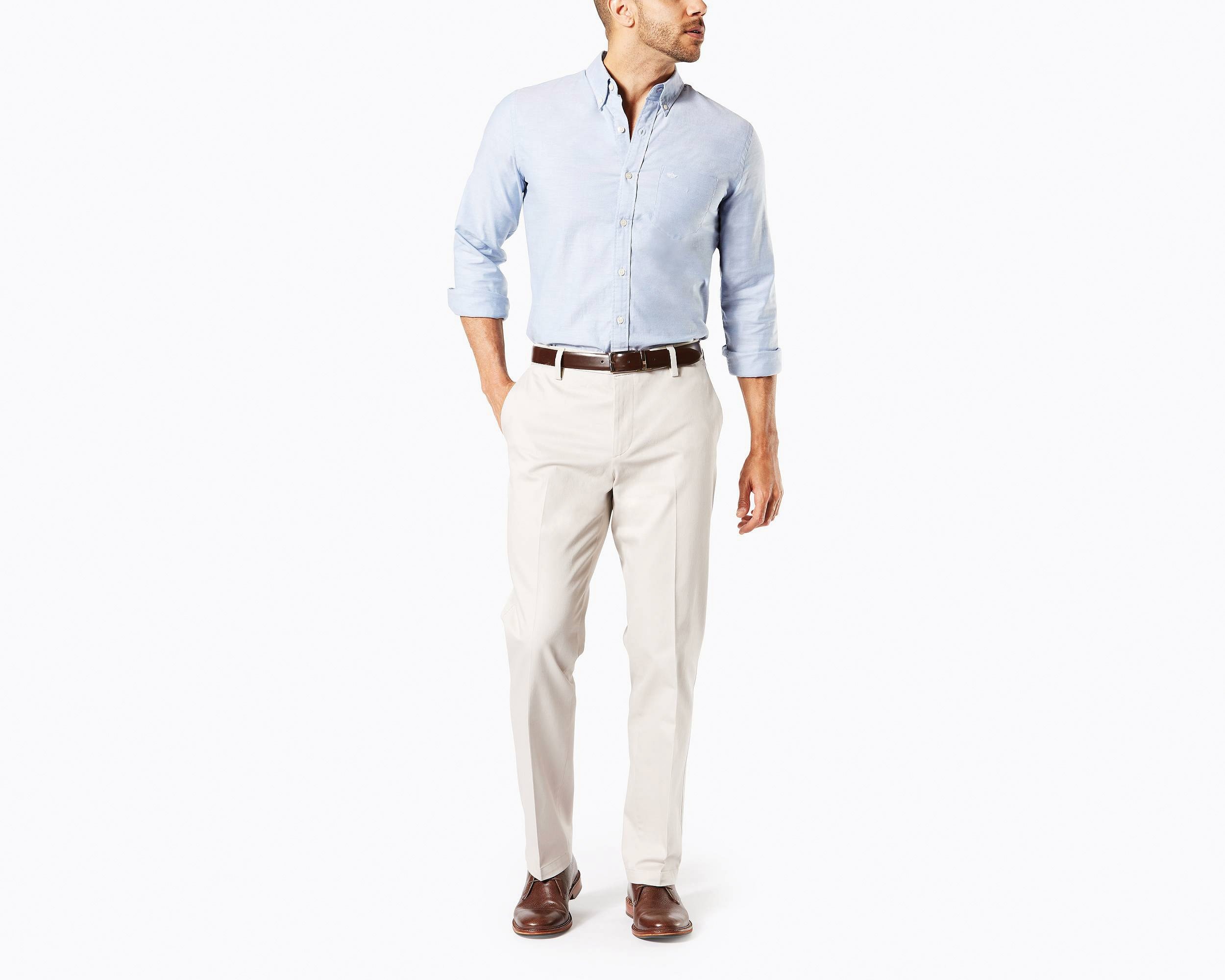 Pantalón Básico de Vestir Gris Claro Straight Dockers para Caballero