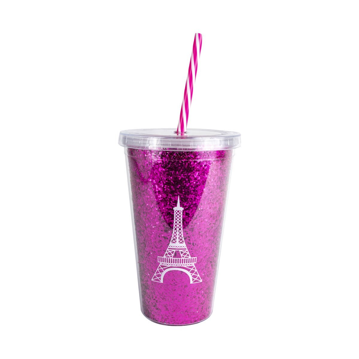 Home Nature Vaso Paris de Acrílico Rosa con Brillo de 16 Oz