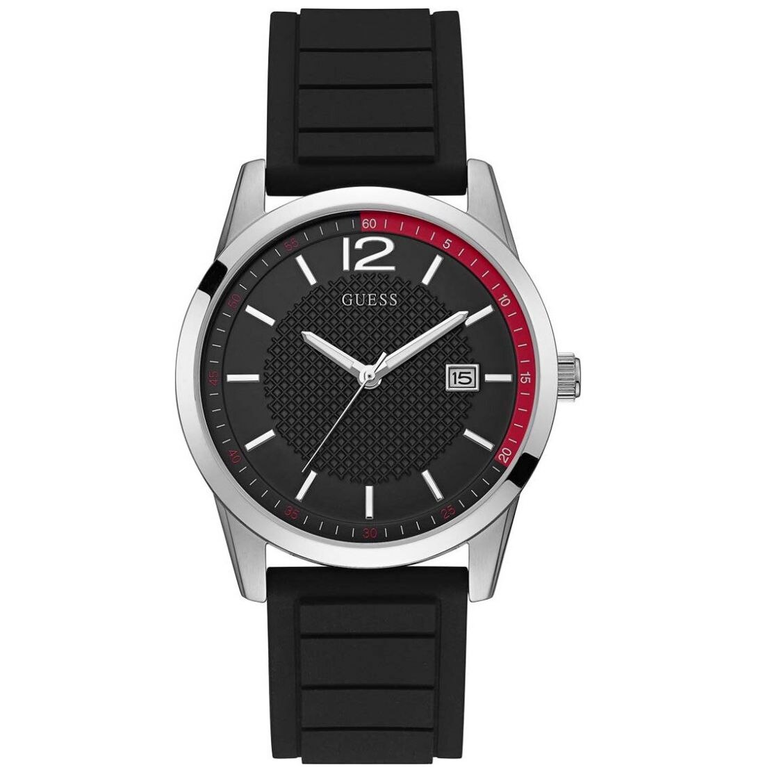 Reloj para Caballero Correa de Silicón Negro Guess