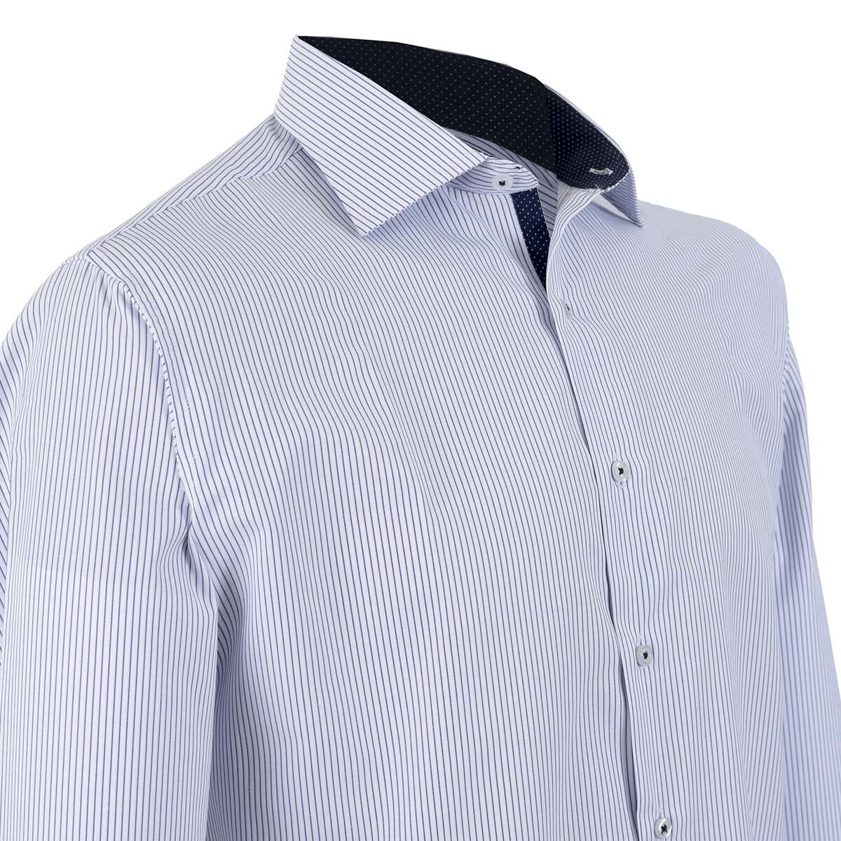 Camisa de Vestir Azul Medio con Rayas Carlo Cortinto Slim Fit para Caballero