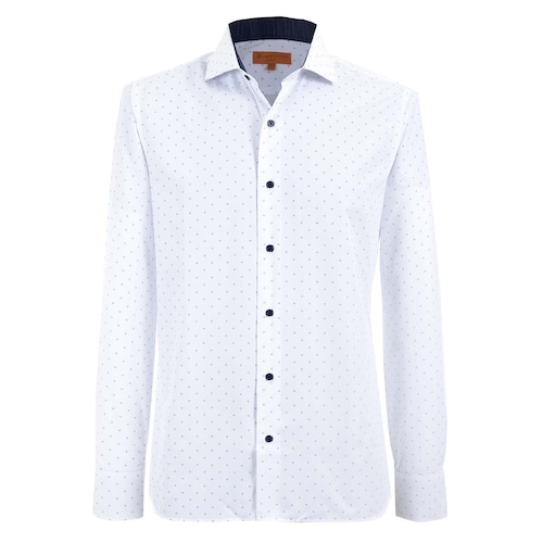 Camisa de Vestir Blanco Combinado Slim Fit Carlo Corinto para Caballero