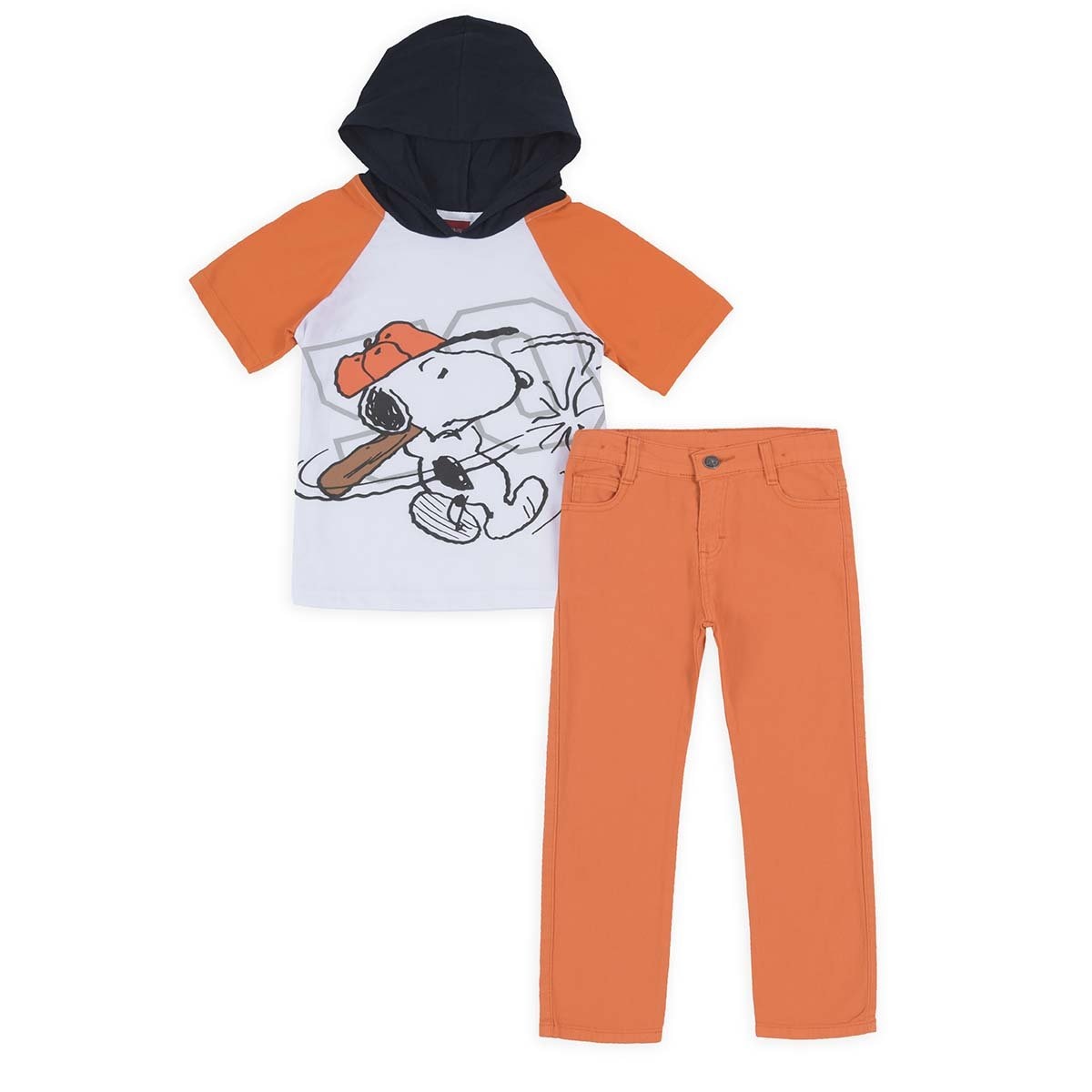 Conjunto Playera con Capucha Y Pantalón Arremangadle Snoopy