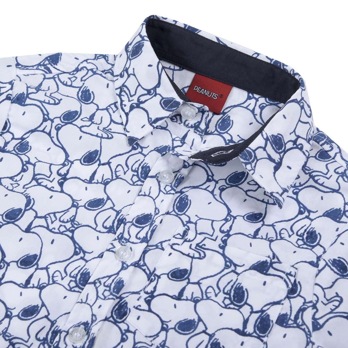 Camisa Azul Manga Corta Estampada Snoopy para Niño