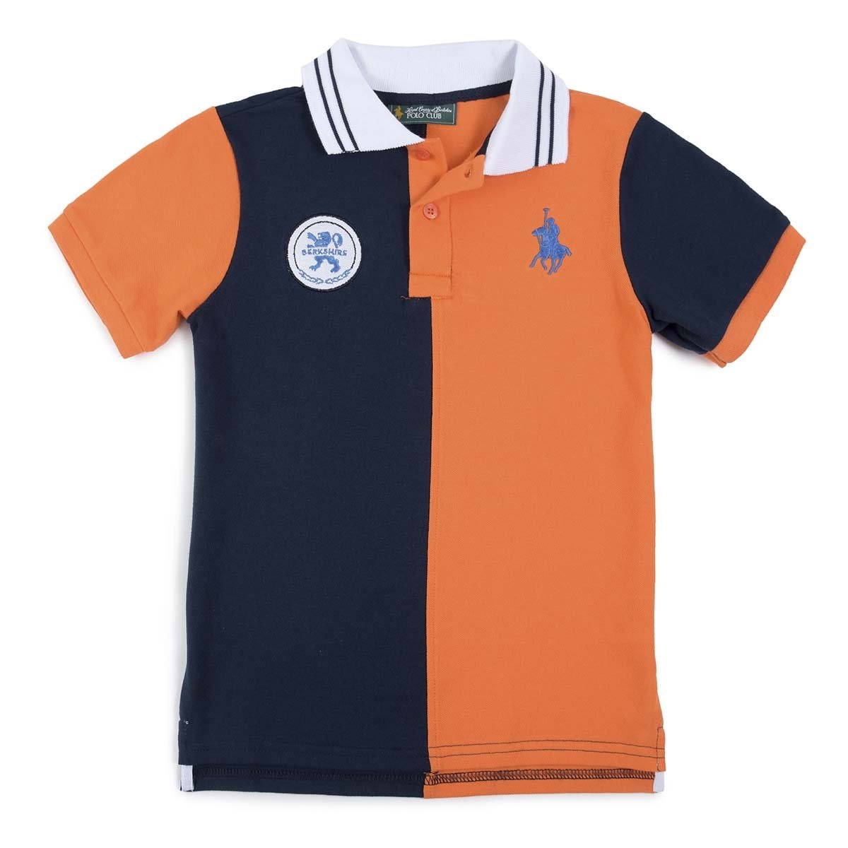 Playera Polo Manga Corta Azul Combinada Royal Polo Club para Niño