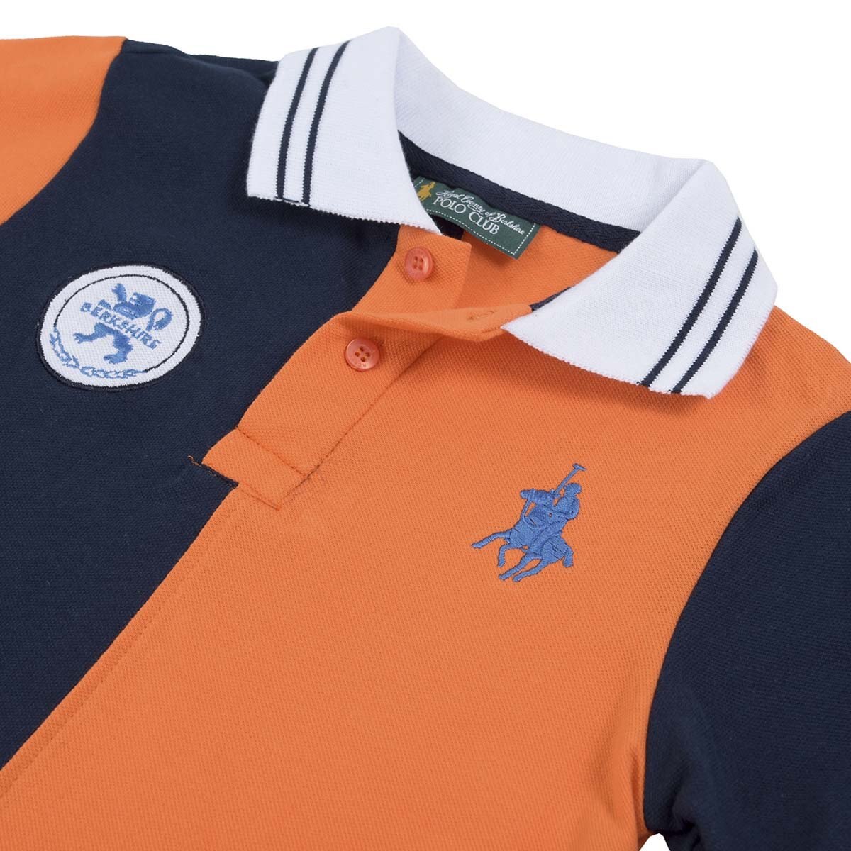 Playera Polo Manga Corta Azul Combinada Royal Polo Club para Niño