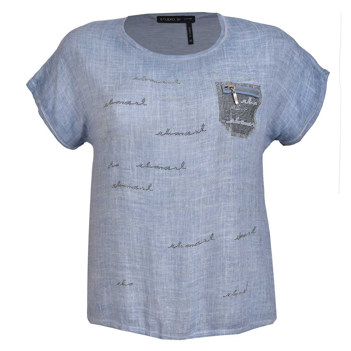 Blusa para Dama Aplicación Y Bolsa Frontal Studio si