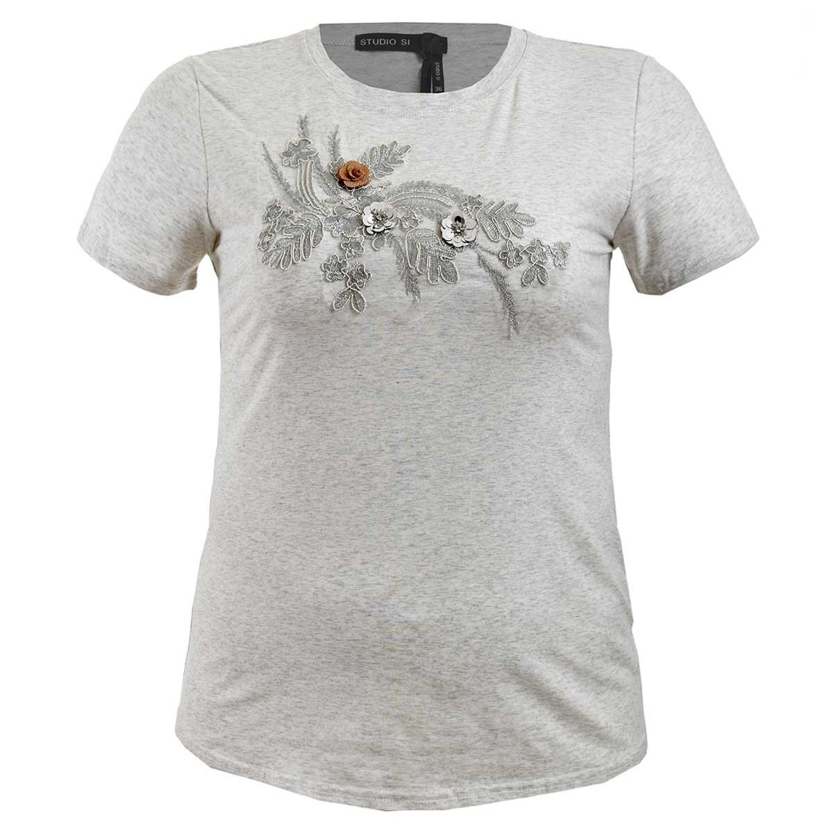 Playera para Dama Cuello Redondo Aplicación al Frente Studio si