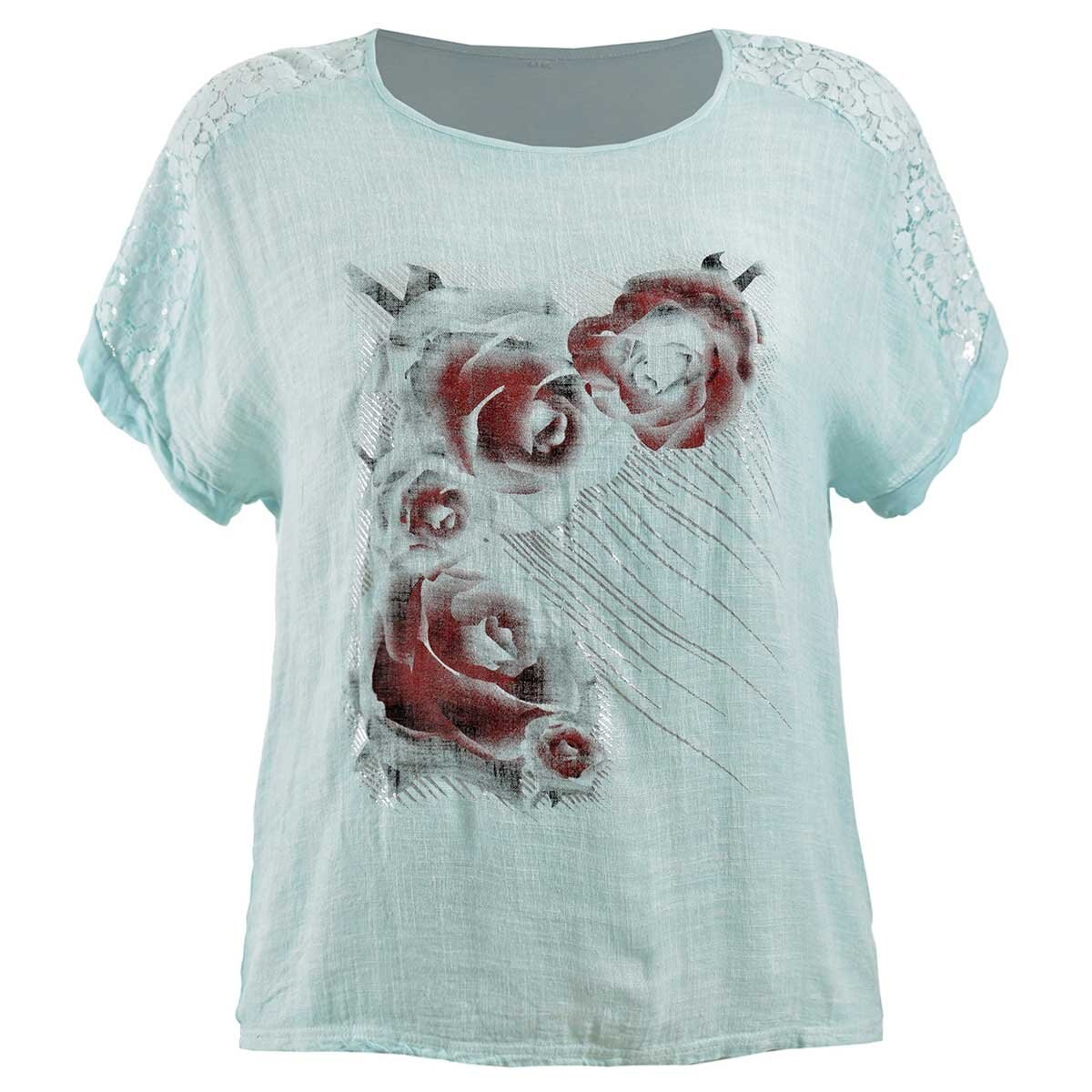 Blusa para Dama Cuello Redondo Encaje en Hombros Studio si