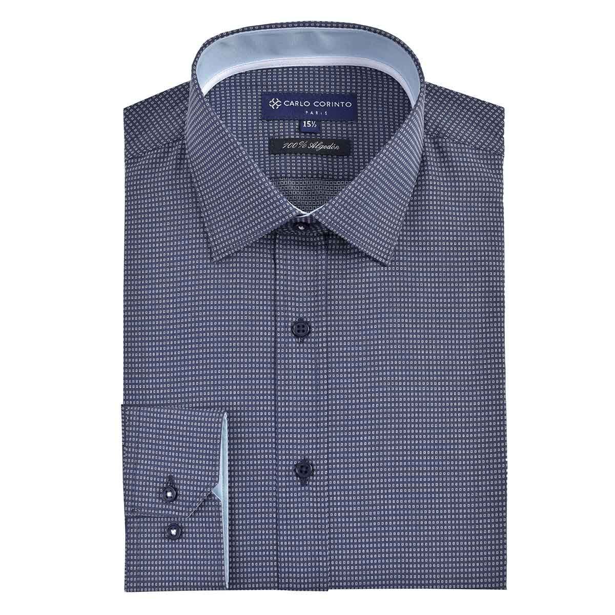 Camisa de Vestir Regular Azul Carlo Corinto Paris