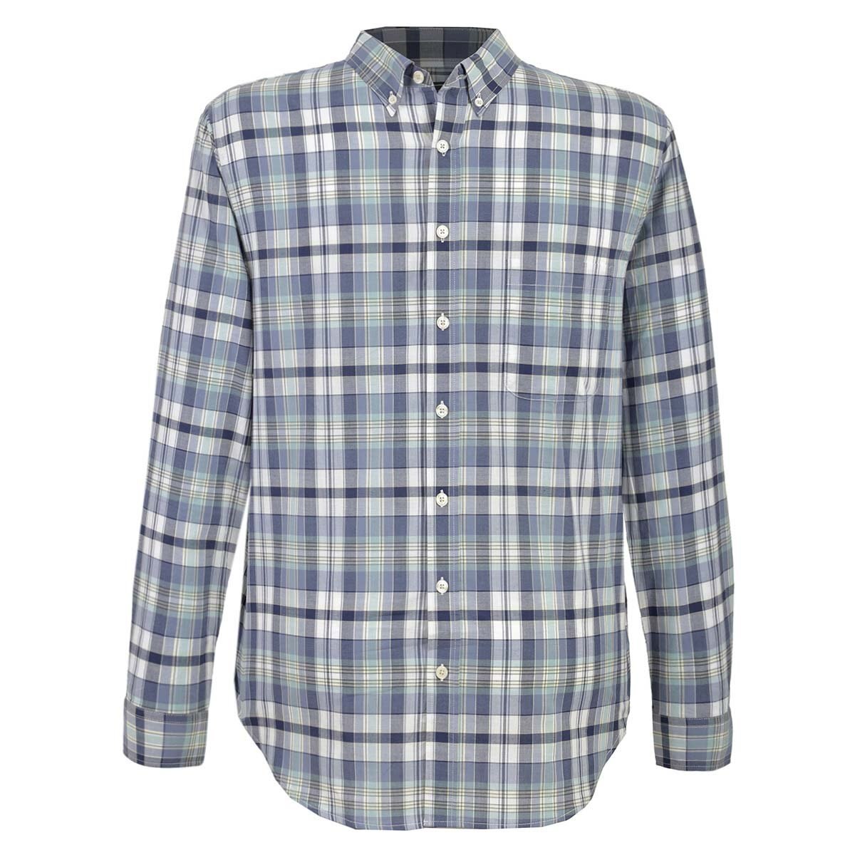 Camisa Azul Manga Larga Cuadros Combinados Jeanious Plus para Caballero