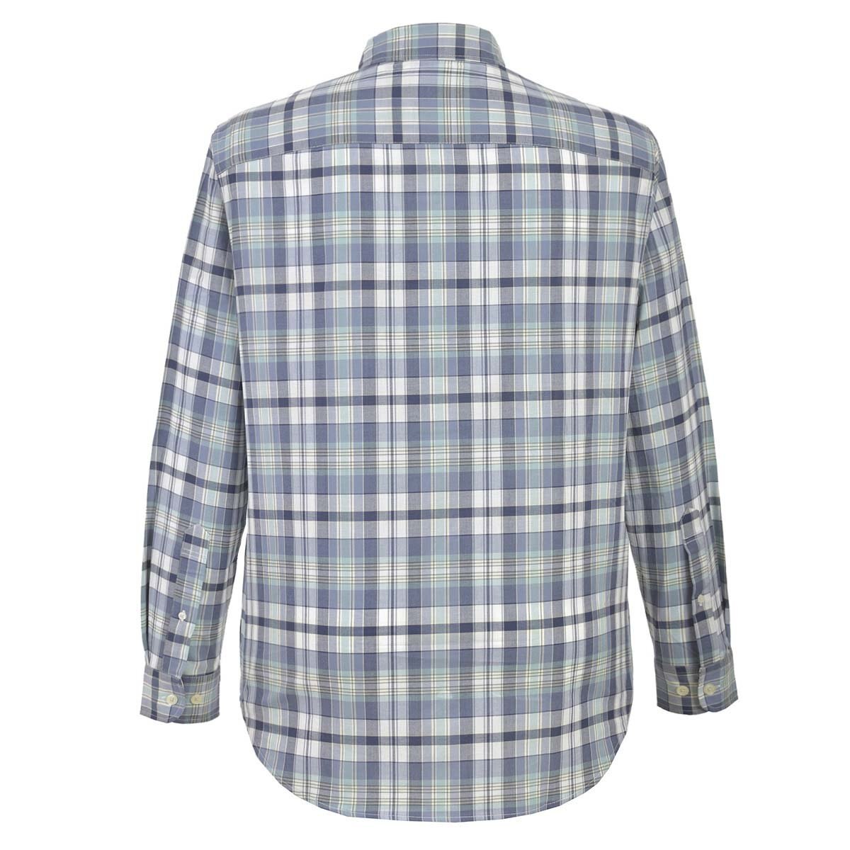 Camisa Azul Manga Larga Cuadros Combinados Jeanious Plus para Caballero