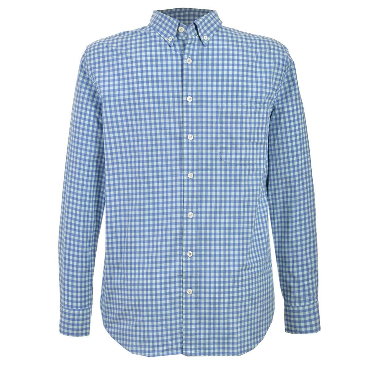 Camisa Azul Manga Larga Micro Cuadros Jeanious Plus para Caballero