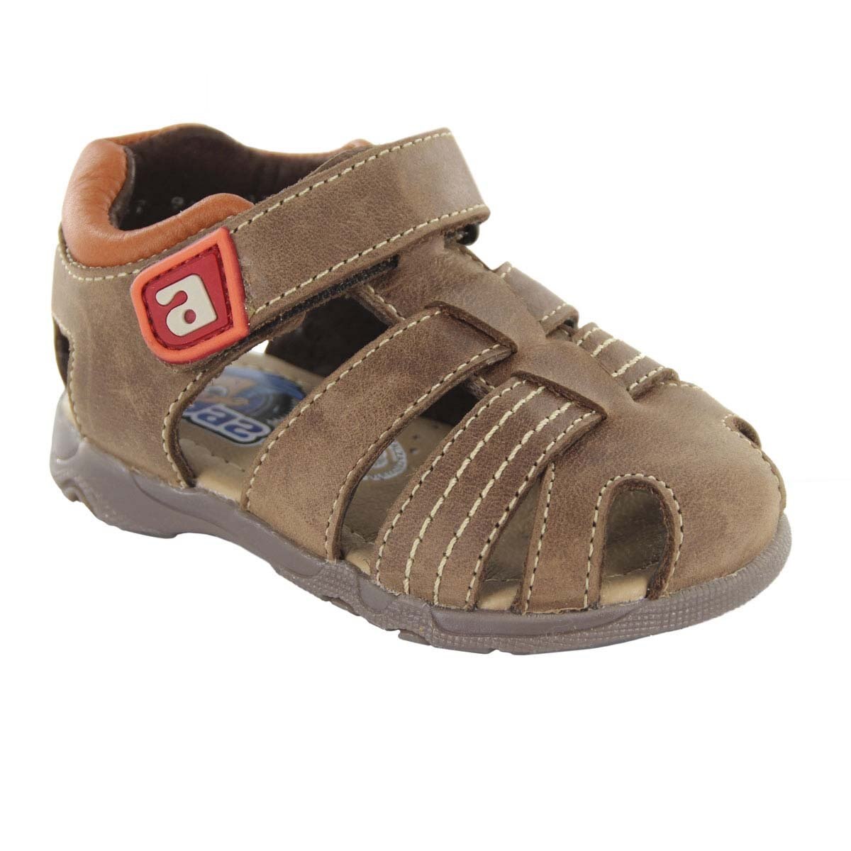 Huarache Cerrado Café con Velcro Audaz para Niño